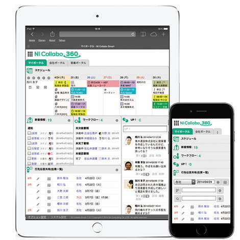 スマートデバイスに最適化 特長 グループウェア Ni Collabo 360