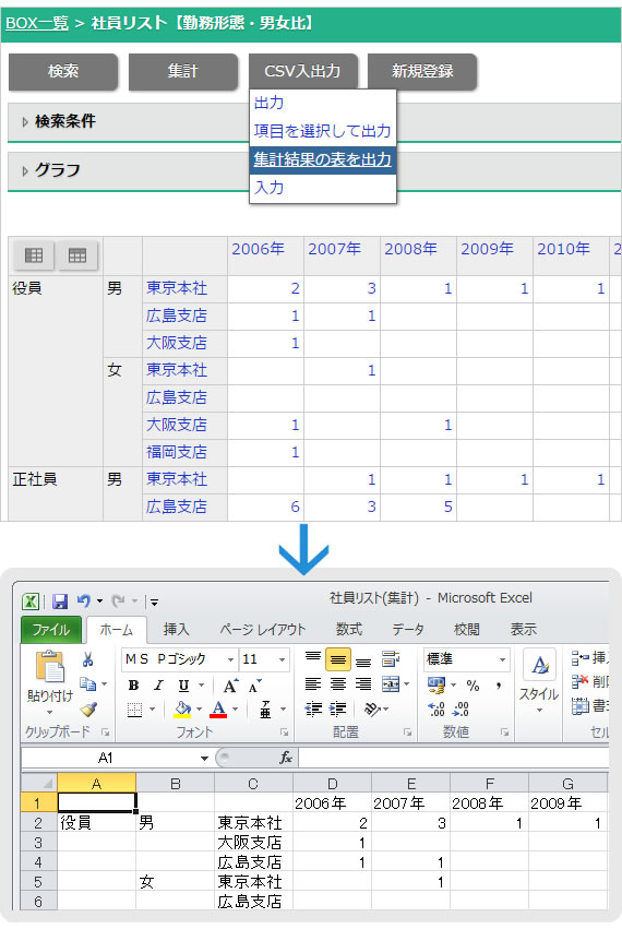 集計結果もそのままCSV出力